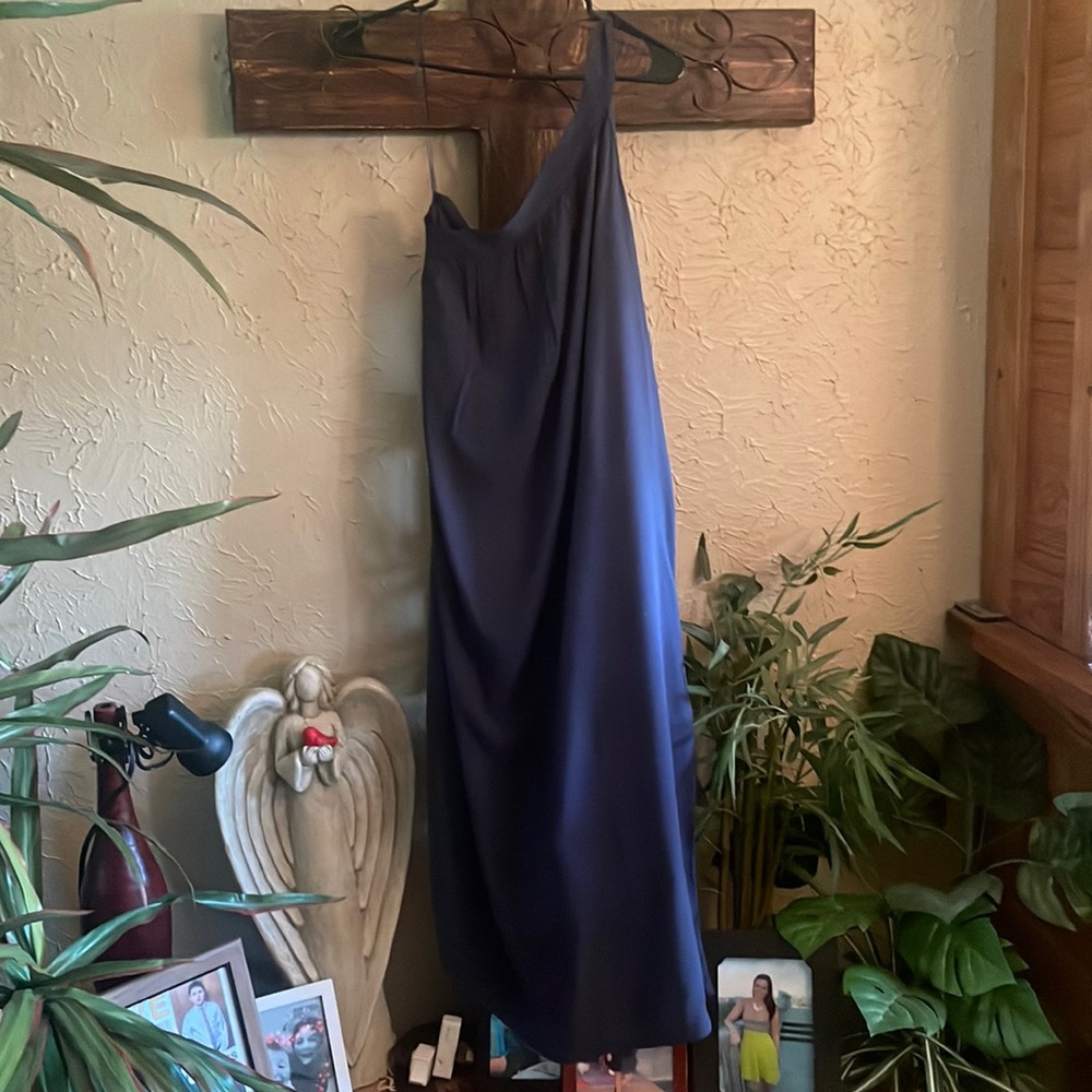 Navy blue one shoulder dress